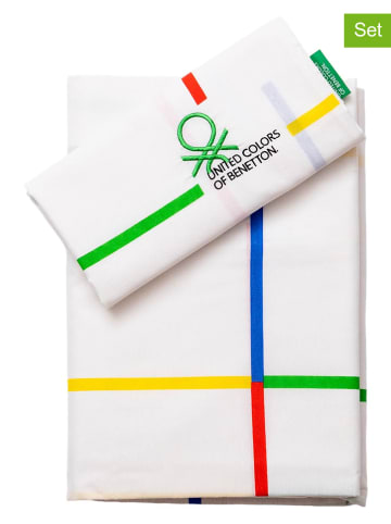 Benetton 3tlg. Bettwäsche-Set in Weiß/ Bunt