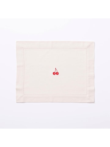 Benetton 4-delige set: placemats crème/rood - (L)35 x (B)45 cm