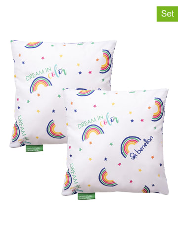 Benetton 2-delige set: kussens "Rainbow" wit/meerkleurig - (L)40 x (B)40 cm