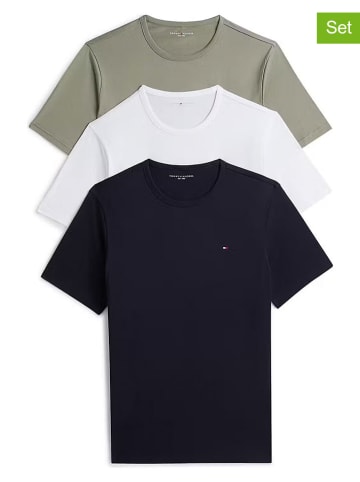 Tommy Hilfiger Koszulki (3 szt.) w kolorze khaki, białym i granatowym