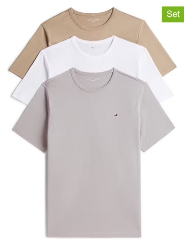 Tommy Hilfiger Koszulki (3 szt.) w kolorze beżowym, białym i szarobrązowym