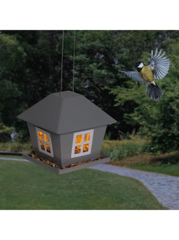 Garden Hero Karmnik solarny LED w kolorze szarym dla ptaków - 17 x 16 x 16 cm