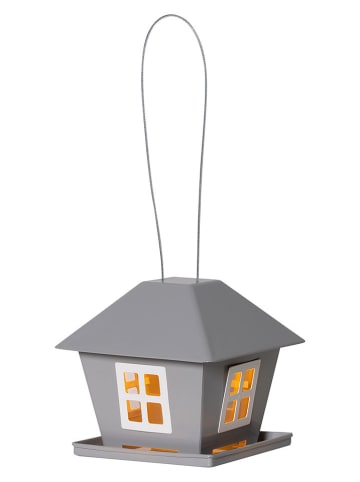 Garden Hero LED-Solar-Vogelfutterhaus in Grau - (B)17 x (H)16 x (T)16 cm 