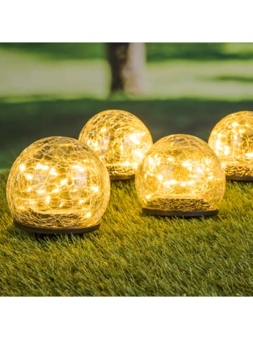 Garden Hero 4er-Set: LED-Solar-Gartenstecker in Warmweiß - Ø 10 cm