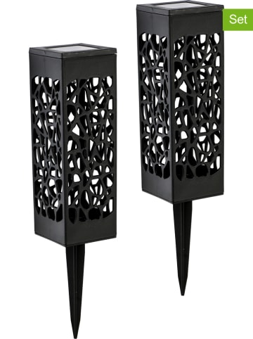 Garden Hero 2-delige set: ledsolartuinstekers zwart - (H)28 cm