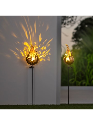 Garden Hero 2-delige set: ledsolartuinsteker "Fuego" oranje - (B)17 x (H)92 x (D)7 cm