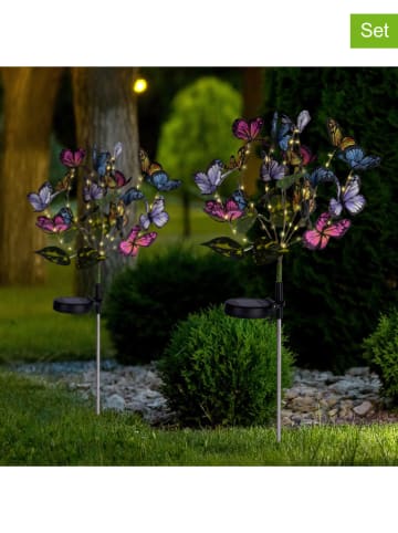 Garden Hero 2er-Set: LED-Solar-Gartenstecker "Butterfly" in Bunt - (H)70 cm 