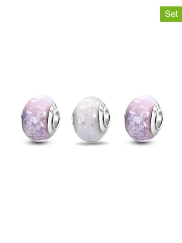 CHARM'S 3-delige set: zilveren beads met muranoglas