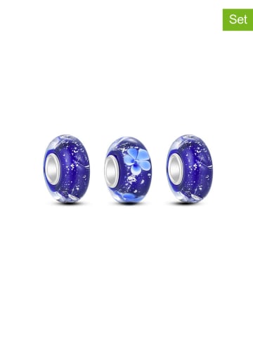 CHARM'S 3-delige set: zilveren beads met muranoglas