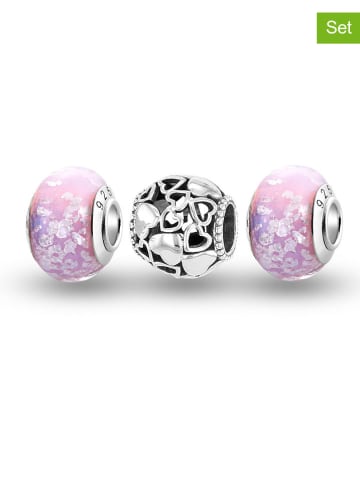 CHARM'S 3er-Set: Silber-Beads mit Muranoglas
