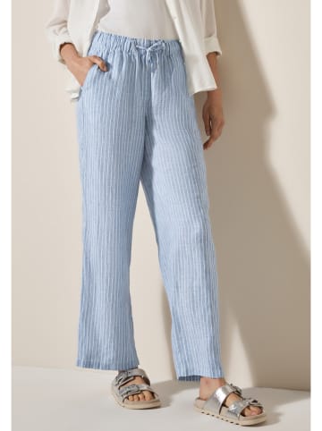 Cecil Leinen-Hose in Hellblau/ Weiß