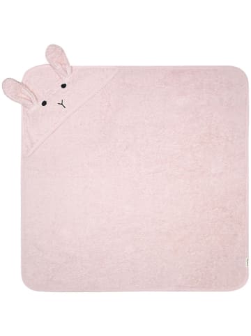Kindsgut Kapuzenhandtuch "Hase" in Rosa - (L)76 x (B)76 cm