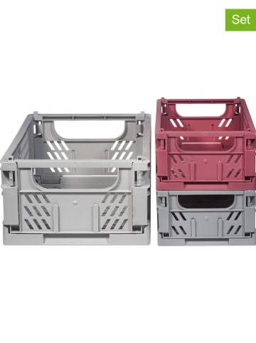 Kindsgut 3er.Set: Aufbewahrungskisten "Clara" in Grau/ Beere