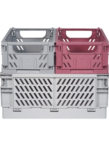 Kindsgut 3er.Set: Aufbewahrungskisten "Clara" in Grau/ Beere