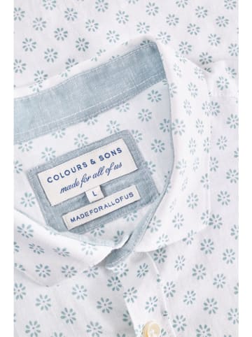 COLOURS & SONS Koszula w kolorze biało-turkusowym