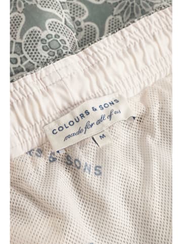 COLOURS & SONS Szorty kąpielowe w kolorze zielono-kremowym