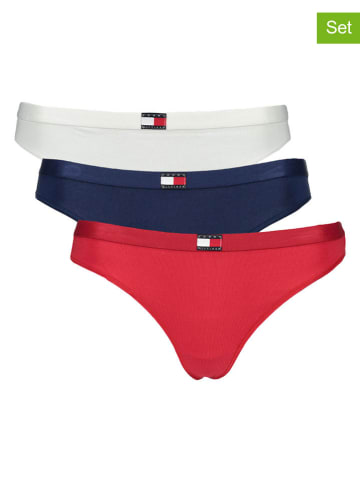 Tommy Hilfiger Stringi (3 pary) w kolorze czerwonym, granatowym i białym