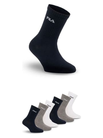 Fila 6er-Set Socken in Grau/ Schwarz/ Weiß