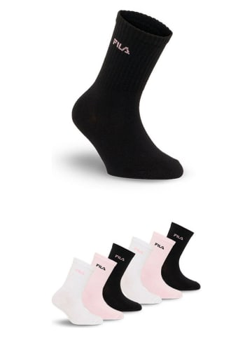 Fila 6er-Set Socken in Rosa/ Schwarz/ Weiß