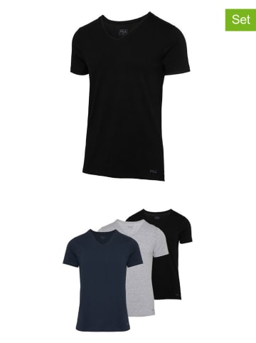 Fila 3er-Set Shirts in Schwarz/ Dunkelblau und Weiß