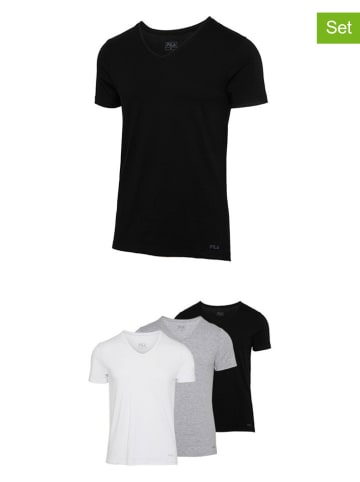 Fila 3er-Set Shirts in Schwarz/ Grau und Weiß