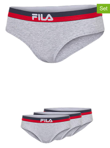 Fila 3er-Set Slips in Grau/ Schwarz/ Rot
