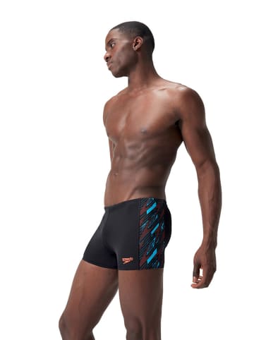 Speedo Badehose "Eco+ H-Boom" in Schwarz/ Hellblau/ Orange