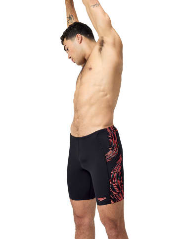 Speedo Badehose "Eco+ Tech" in Schwarz/ Rot/ Grau