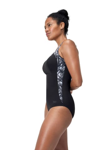 Speedo Badeanzug "Eco Lunalustre" in Schwarz/ Weiß