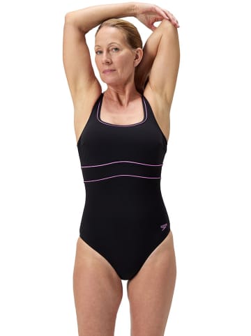 Speedo Modelujący strój kąpielowy "Eclipse" w kolorze czarno-różowym