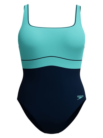 Speedo Modelujący strój kąpielowy "Eclipse" w kolorze granatowo-turkusowym