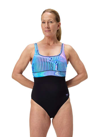 Speedo Modelujący strój kąpielowy "Eclipse" w kolorze czarno-niebieskim