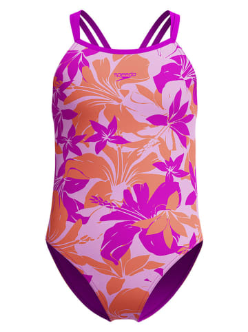 Speedo Badeanzug in Lila/ Orange