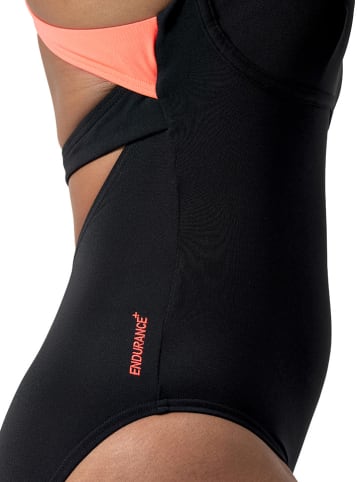 Speedo Badeanzug "Eco+ Flex" in Schwarz/ Orange