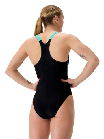 Speedo Badeanzug "H-Boom" in Schwarz/ Türkis