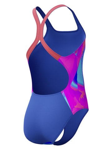 Speedo Strój kąpielowy "Powerback" w kolorze niebiesko-różowym