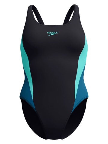 Speedo Strój kąpielowy "Eco Colourblock" w kolorze czarno-turkusowym