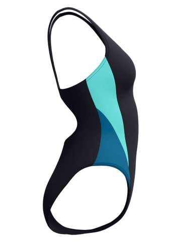 Speedo Badeanzug "Eco Colourblock" in Schwarz/ Türkis