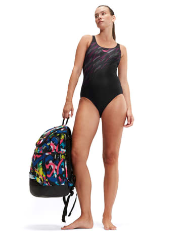 Speedo Badeanzug "Eco+ H-Bloom" in Schwarz/ Pink/ Grau