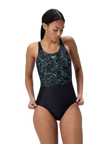 Speedo Strój kąpielowy "End+ H-Boom" w kolorze granatowo-zielonym