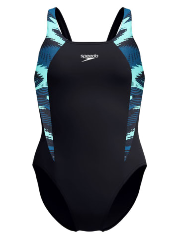Speedo Badeanzug "Eco+ H-Bloom" in Schwarz/ Blau/ Türkis