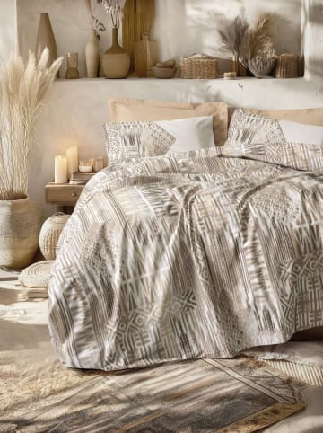 Mijolnir Renforcé-Bettwäsche-Set "Amara" in Hellbraun/ Weiß