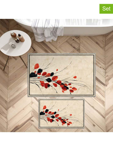 Mijolnir 2er-Set: Badvorleger in Beige/ Rot