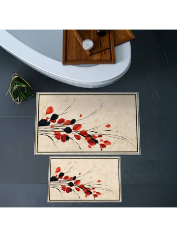 Mijolnir 2er-Set: Badvorleger in Beige/ Rot