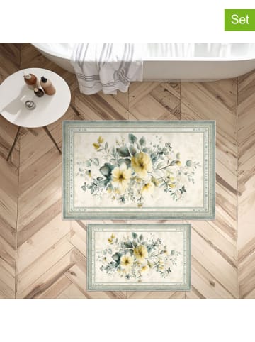 Mijolnir 2-delige set: badmatten groen/crème/geel