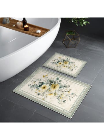 Mijolnir Dywaniki łazienkowe (2 szt.) w kolorze zielono-kremowo-żółtym