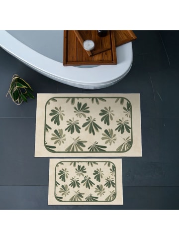 Mijolnir 2er-Set: Badvorleger in Grün/ Beige