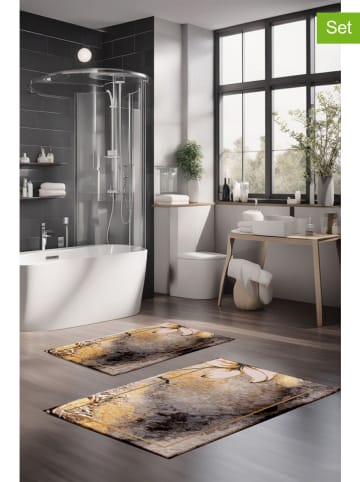 Mijolnir 2er-Set: Badvorleger in Grau/ Beige/ Gold