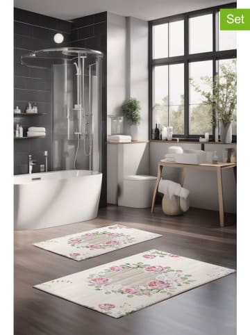 Mijolnir 2er-Set: Badvorleger in Creme/ Rosa