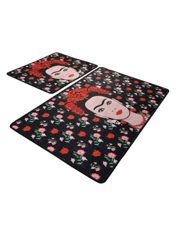 Mijolnir 2-delige set: badmatten zwart/rood